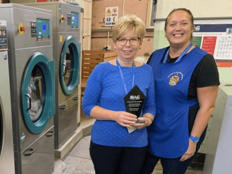 hotel laundry equipment with staff
